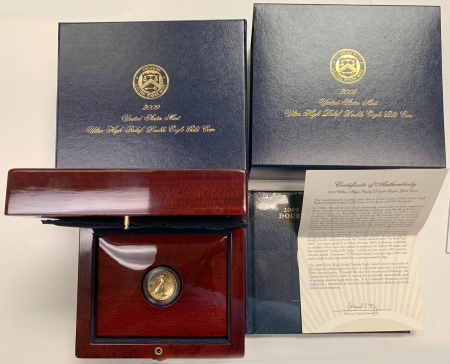$20 2009 $20 1 OZ GOLD ULTRA HIGH RELIEF AMERICAN EAGLE – PCGS MS-70 + BOX/BOOK/COA