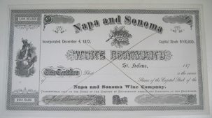 Documents & Autographs 1872 EARLY NAPA WINE STOCK CERTIFICATE JACOB BERINGER SIGNED, RARE! EXC/NR MINT