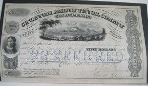 Documents & Autographs 1872 CINCINNATI RAILWAY COMPANY STOCK CERTIFICATE JAMES C FREMONT SIGNED NR MINT