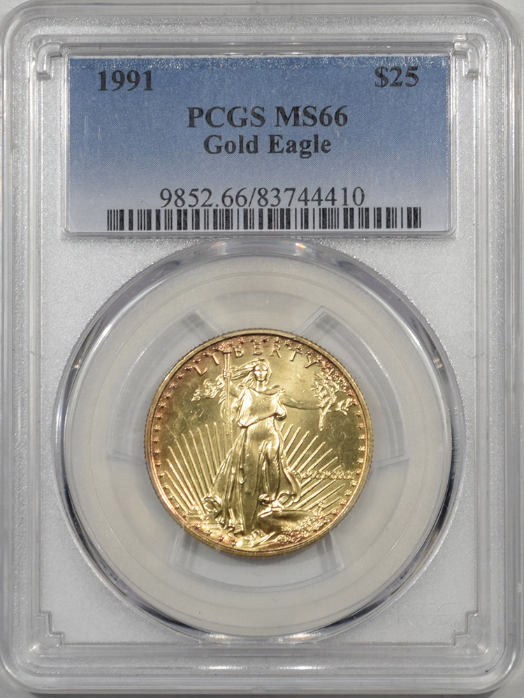 1991 25 12 Oz American Gold Eagle Key Date Pcgs Ms 66
