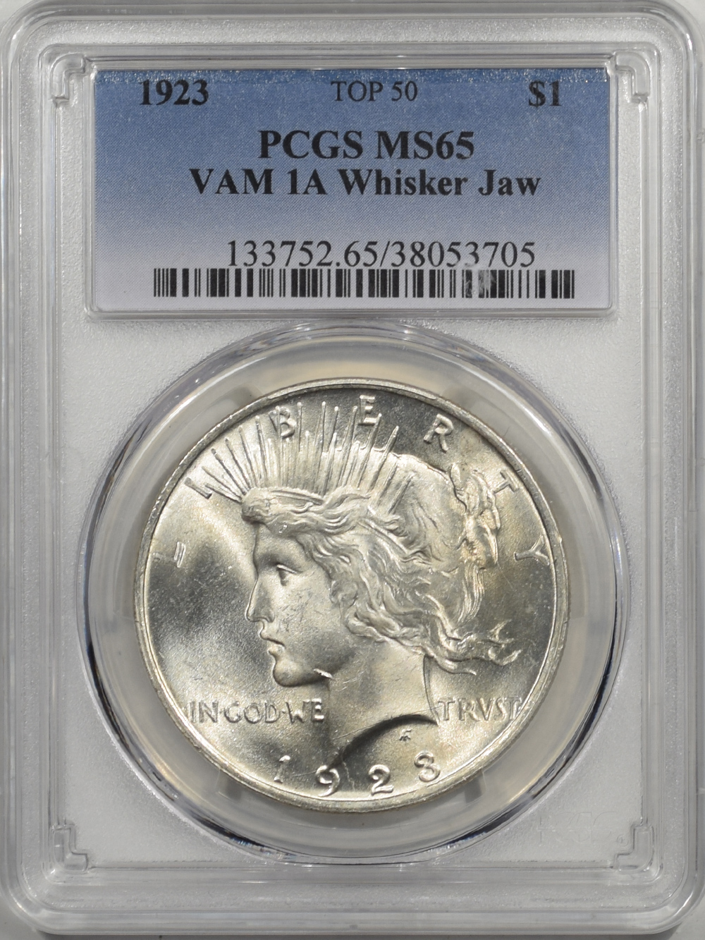 PCGS MS65 1923 US Peace Silver Dollar $1