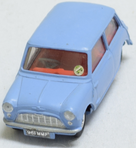 Corgi CORGI #226 MORRIS MINI MINOR, LIGHT BLUE W/ RED INTERIOR, SPUN HUBS, NR-MINT/BOX