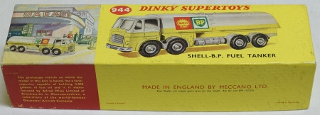 Dinky DINKY #944 SHELL BP FUEL TANKER, GREY CHASSIS & HUBS, EXC MODEL, EXC CORRECT BOX