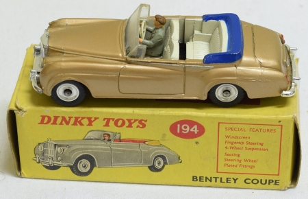 Dinky DINKY #194 BENTLEY S COUPE, METALLIC BRONZE, NEAR-MINT W/ VG BOX; RARE COLOR!