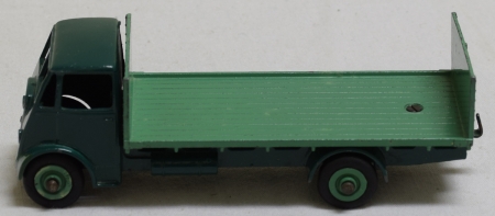 Dinky DINKY #513 GUY FLAT TRUCK W/ TAILBOARD, DK GREEN/MID-GREEN-VG/EXC, FAIR/GOOD BOX