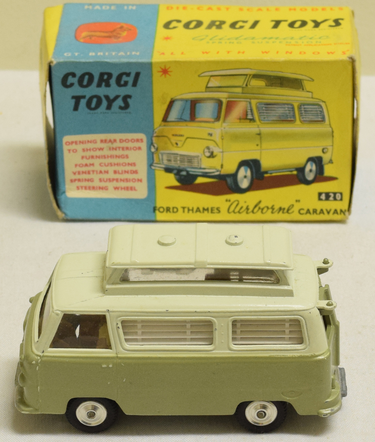 CORGI 420 FORD THAMES "AIRBORNE" CARAVAN, NEAR MINT MODEL W/ VG BOX