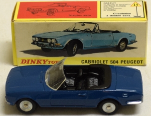 Dinky FRENCH DINKY #1423 CABRIOLET 504 PEUGOT, DARK BLUE, SCARCE, MINT W/ EXC BOX!