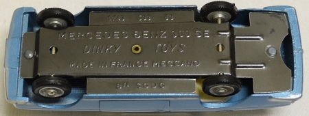 Dinky FRENCH DINKY #533 MERCEDES BENZ 300 SE, BLUE, MINT W/ NEAR-MINT BOX-PRISTINE!