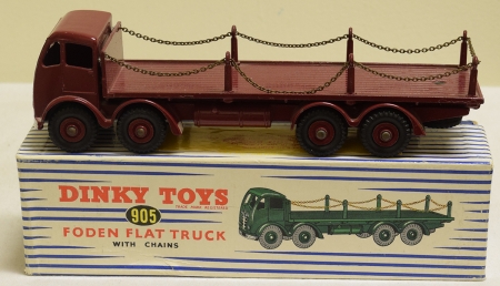 Dinky DINKY 905 FODEN FLAT TRUCK W/ CHAINS, NEAR-MINT MODEL W/ EXCELLENT BOX!