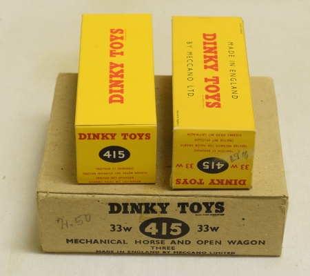 Dinky DINKY 415 MECHANICAL HORSE/ WAGON, NEAR-MINT MODEL W/ BOXED MODEL & EMPTY BOX!