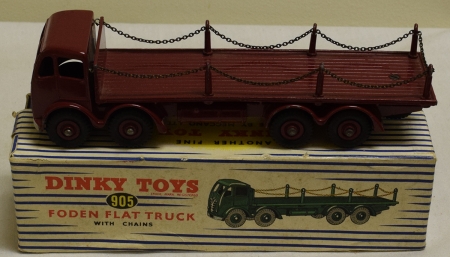 Dinky DINKY 905 FODEN FLAT TRUCK W/ CHAINS, EXCELLENT MODEL W/ VG BOX!