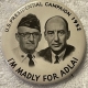 Post-1920 KEY 1952 HOORAY FOR ADLAI (STEVENSON) GRAPHIC & RARE CELLO BUTTON.