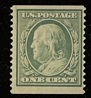 Postage #387 1c GREEN, PERF 12, VERT, MOG, F/VF, H – FRESH! CATALOG VALUE $190!