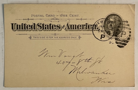 U.S. Stamps SCOTT #UX-12, EARLY (1895?) DAVISON’S” PHILATELIC-THEMED U.S. POSTAL CARD-USED