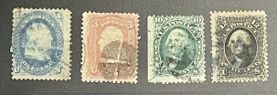 Postage SCOTT #s 63, 65, 68 & 69; #63 W/ HORIZ CREASE, OTHERWISE SOUND GROUP, CAT $200