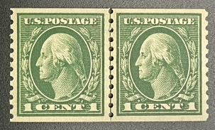 Postage SCOTT #443 JOINED LINE PAIR, MOG, H, VF, A SCARCE & NEARLY SUPERB PAIR, CAT $155