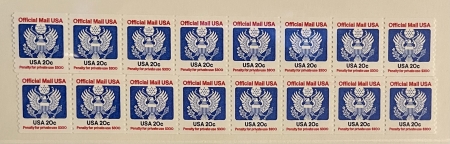 Official Stamps SCOTT #O-127 TO O-135, POST OFFICE FRESH PLATE BLOCKS/STRIPS (8), MOGNH-CAT $140