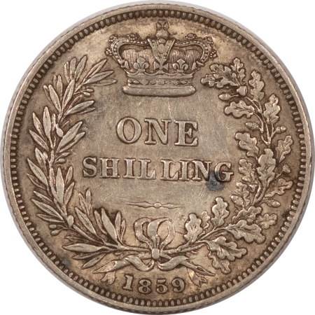 World Certified Coins 1859 GREAT BRITAIN ONE SHILLING KM #734.1 NICE HIGH GRADE CIRCULATED, TOUGH DATE