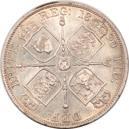 World Certified Coins 1890 GREAT BRITAIN DOUBLE FLORIN KM-763 HIGH GRADE, VIRTUALLY UNCIRCULATED TOUGH