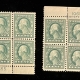 Postage SCOTT #498 PLATE BLOCKS (2), 1c GREEN, MOGNH, PO FRESH & F/VF, CAT $70