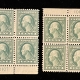 Postage SCOTT #498 PLATE BLOCKS (2), 1c GREEN, MOGNH, PO FRESH & F/VF, CAT $70