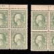 Postage SCOTT #498 PLATE BLOCKS (2), 1c GREEN, MOGNH, PO FRESH & F/VF, CAT $70