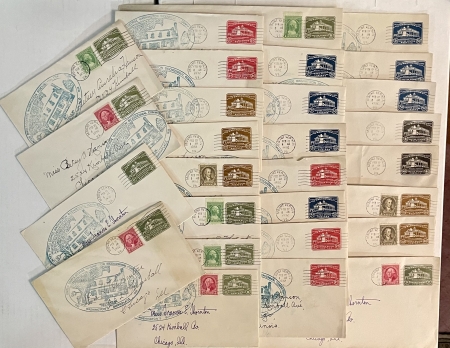 First Day Covers COLLECTION OF 28 WASHINGTON BIRTHPLACE COVERS W/ SPECIAL 2-22-32 BIRTHDAY CANCEL