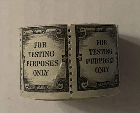 U.S. Stamps SCOTT #TD107 TEST STAMP, UNTAGGED, SHINY GUM, ORIGINAL P.O. ROLL OF 200-SCARCE!