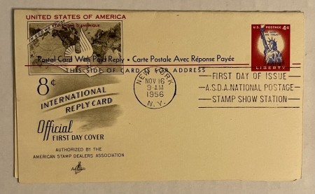 First Day Covers SCOTT UX-16/UY-16 UNSEVERED FIRST DAY COVER; SCARCE TO FIND INTACT, CAT $90