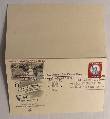 First Day Covers SCOTT UX-16/UY-16 UNSEVERED FIRST DAY COVER; SCARCE TO FIND INTACT, CAT $90