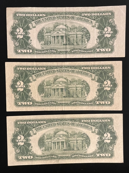 Small United States Notes 1953, 1953-A & 1953-B $2 UNITED STATES NOTES, LOT OF 3, ORIGINAL VF/VF+