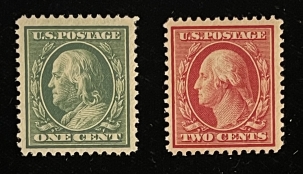 Postage SCOTT #331-332 1c GREEN & 2c CARMINE, MOG-NH, FRESH & PRETTY PAIR-CAT $31