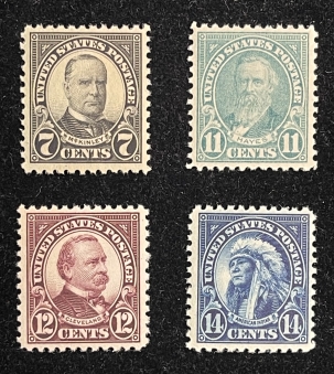 Postage SCOTT #559, 563, 564 & 565, 1922 DEFINITIVES, MOG-NH, VF CENTERING, CAT $38.25