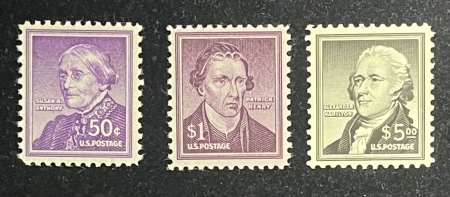 Postage SCOTT #1051-1053, 50c-$5 (3), MOG-NH, VF & PO FRESH, CATALOG $54