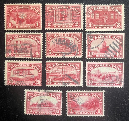 Parcel Post Stamps SCOTT #Q1 TO Q12, PARCEL POST 1c TO $1 (NO Q7-15c) USED W/ FAULTS-CAT $170.15