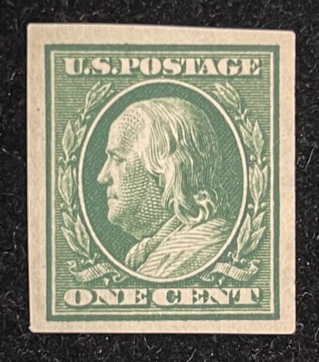 Postage SCOTT #343 1c GREEN IMPERFORATED, MOG-NH, VF+ & FRESH-CAT $20