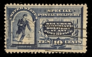 U.S. Stamps SCOTT #E-2 10c BLUE, USED-FINE W/ DEEP COLOR & SOUND, CAT $45