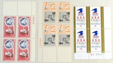 Air Post Stamps LOT OF 10 PLATE BLOCKS: 5-#C-58; 4-#C-66; 1-#2539 $1; ALL MNH-OG. CAT 26.50