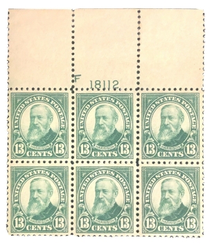 Postage SCOTT #622 13c GREEN, PLATE BLOCK, VF, MOG, NH, CAT $300, PO FRESH-APS MEMBER