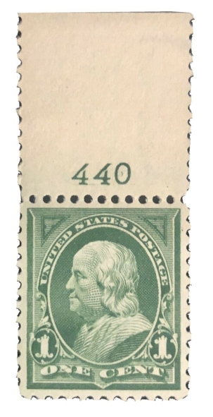 Postage SCOTT #279, 1c GREEN, PLATE # SINGLE, XF, MOG, NH, A GEM & PO FRESH-APS MEMBER