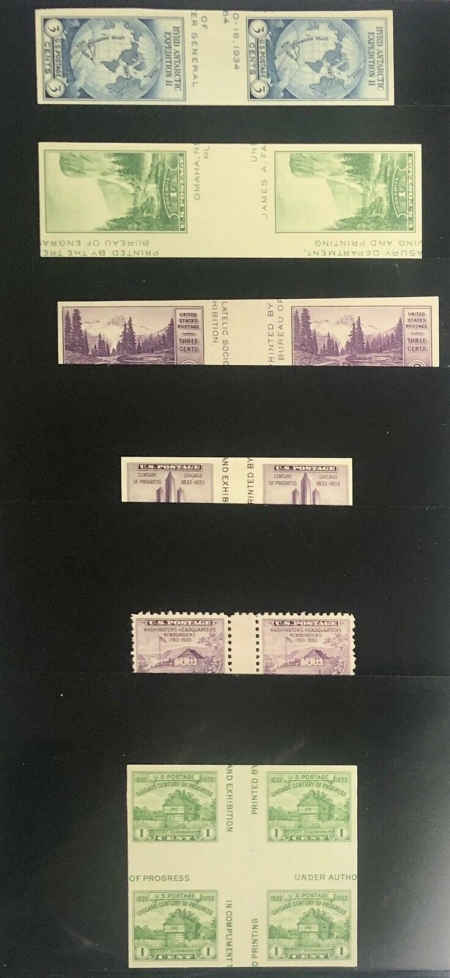 Postage SCOTT #752, 766-70, CROSS GUTTER BLOCKS (6), NGAI, VF, NH, CAT $162-APS MEMBER