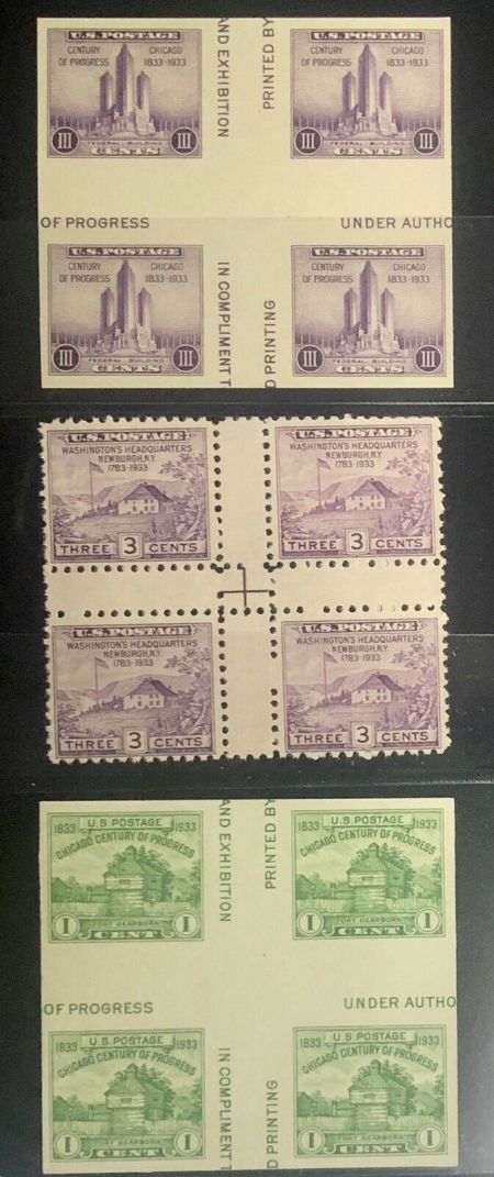 Postage SCOTT #752, 766-70, CROSS GUTTER BLOCKS (6), NGAI, VF, NH, CAT $162-APS MEMBER