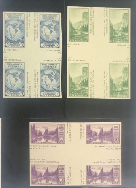 Postage SCOTT #752, 766-70, CROSS GUTTER BLOCKS (6), NGAI, VF, NH, CAT $162-APS MEMBER