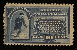 U.S. Stamps SCOTT #E-1 10c BLUE-USED BUT APPEARS UNUSED; FINE-CATALOG $50