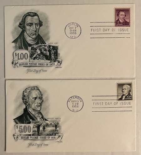 First Day Covers FDC LOT 1c-$5 LIBERTY ISSUE, 11 DIFF, NICE CACHETS, $1 & $5 UNADDRESSED-CAT $87+