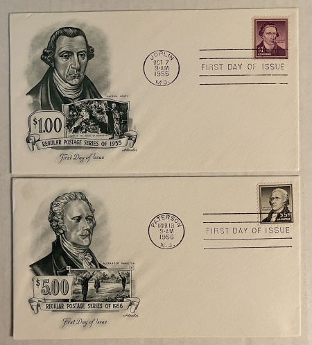 First Day Covers FDC LOT 1c-$5 LIBERTY ISSUE, 11 DIFF, NICE CACHETS, $1 & $5 UNADDRESSED-CAT $87+