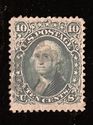 Postage SCOTT #68, 10c, GREEN, USED, VF – CATALOG VALUE $55