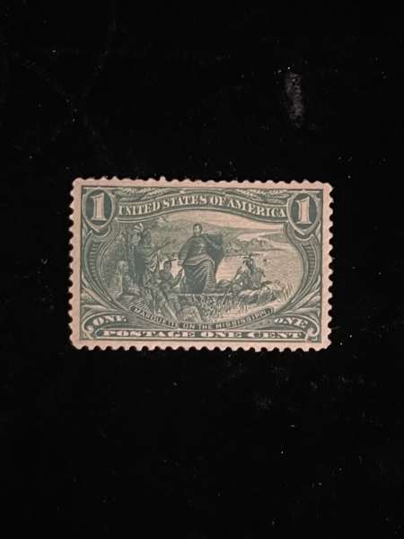 Postage SCOTT #285, 1c, DARK YELLOW-GREEN, MOG-NH, TINY THIN – CATALOG VALUE $75