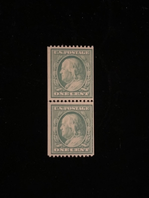 Postage SCOTT #348, 1c, GREEN, PERF 12 HOR, MOG-LH, LINE PAIR, FINE – CATALOG $300