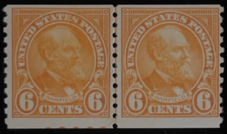 Postage SCOTT #723, LINE PAIR, 6c, DEEP ORANGE, MNG, VERY FRESH COLOR – CATALOG $60